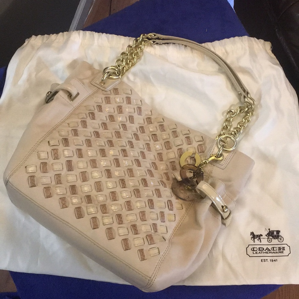 GORGEOUS Coach Peyton Woven Leather Tote!